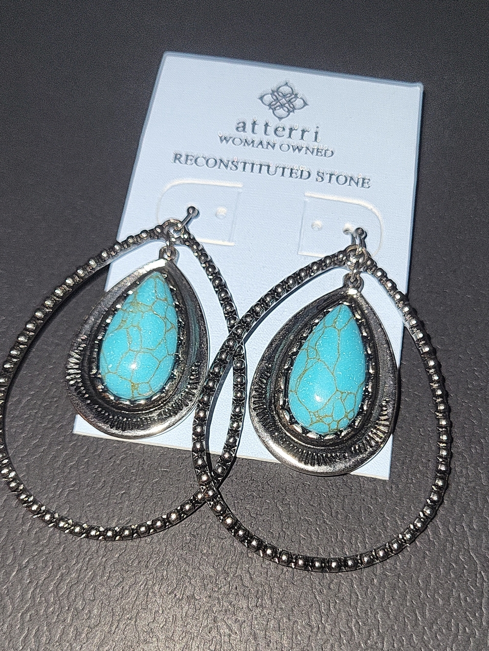 Atterri Turquoise Teardrop Hoop Earrings Te